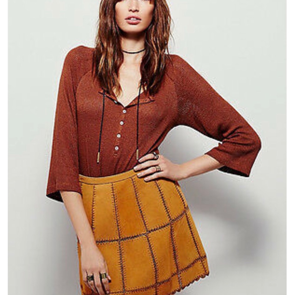 NWT Free People 100% Cow Leather Mini Skirt
